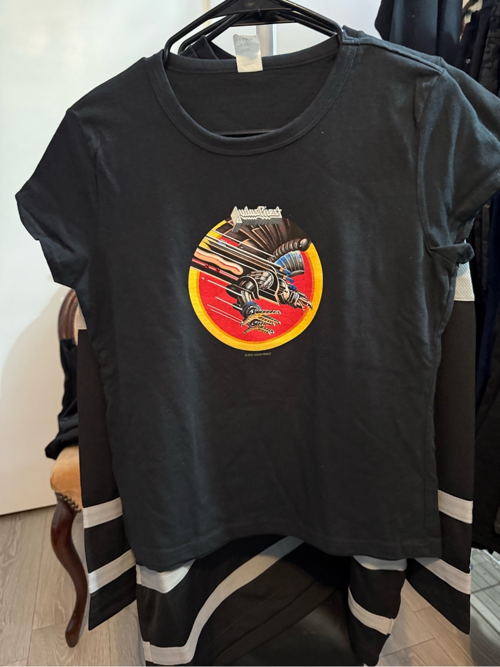 Black Kids Graphic Tee with Red & Yellow Emblem